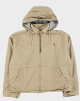 Vintage 1990s Polo Ralph Lauren Fleece Lined Hooded Harrington Jacket - M