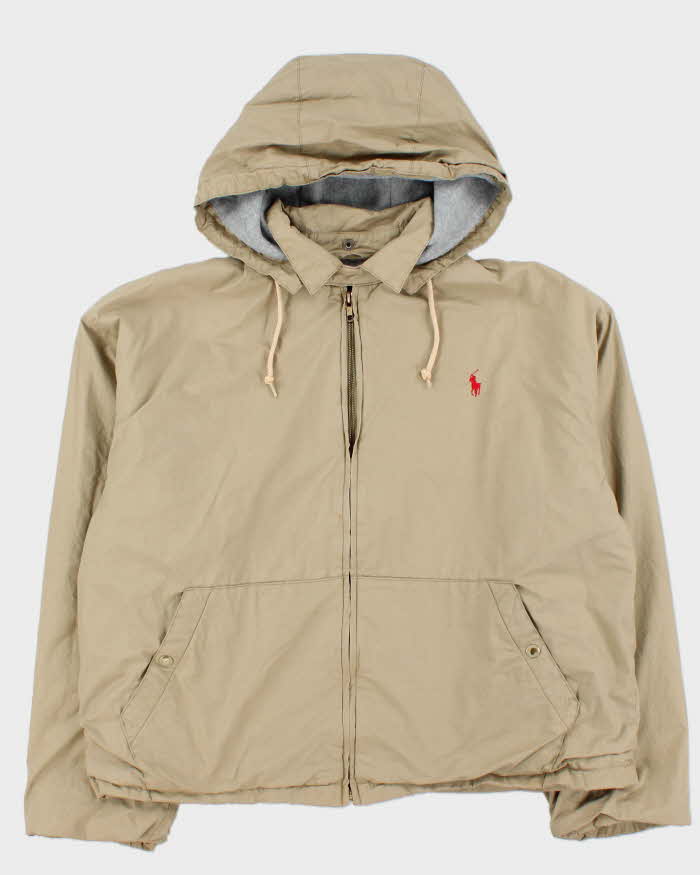 Vintage 1990s Polo Ralph Lauren Fleece Lined Hooded Harrington Jacket - M