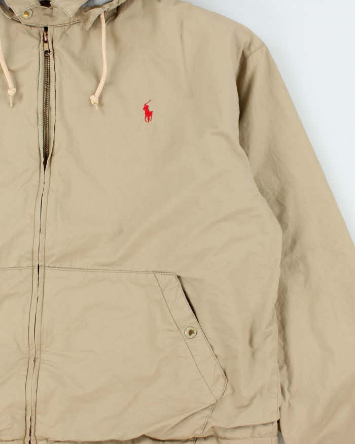 Vintage 1990s Polo Ralph Lauren Fleece Lined Hooded Harrington Jacket - M