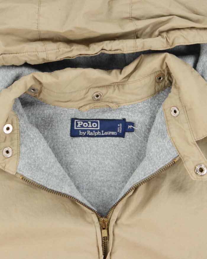 Vintage 1990s Polo Ralph Lauren Fleece Lined Hooded Harrington Jacket - M