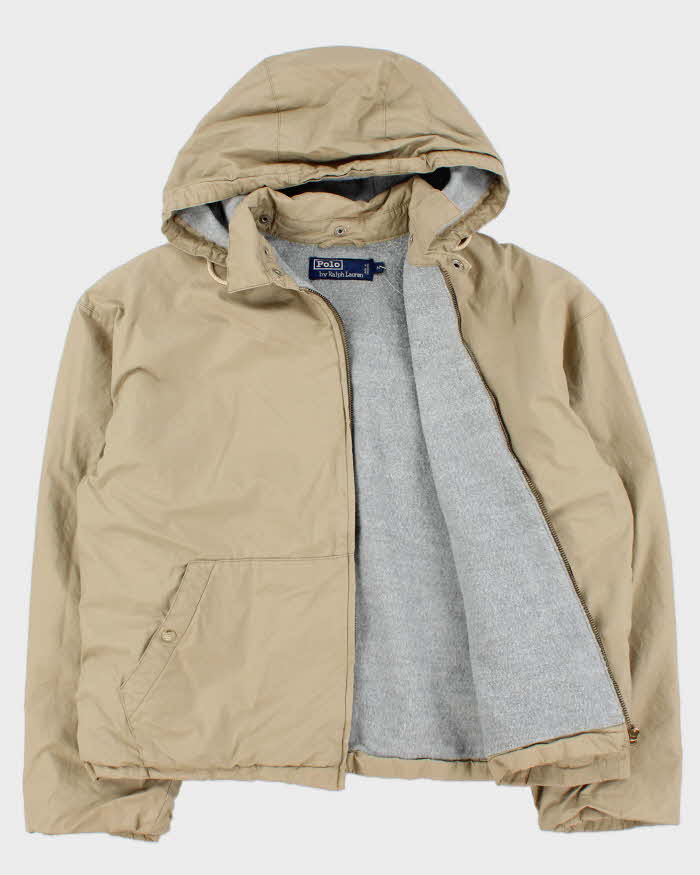 Vintage 1990s Polo Ralph Lauren Fleece Lined Hooded Harrington Jacket - M