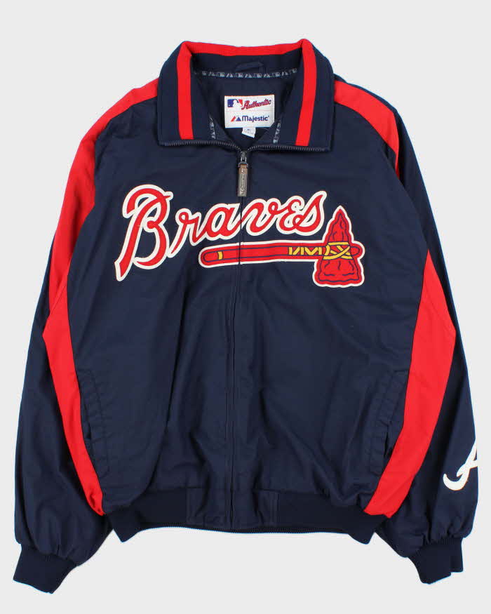 Vintage Y2K 00s Majestic Atlanta Braves Varsity Shell Baseball Jacket - XL