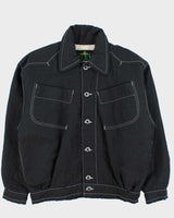 Vintage 1980s I.C.E.Y Constrat Stitch Quilt Lined Shell Bomber Jacket - M