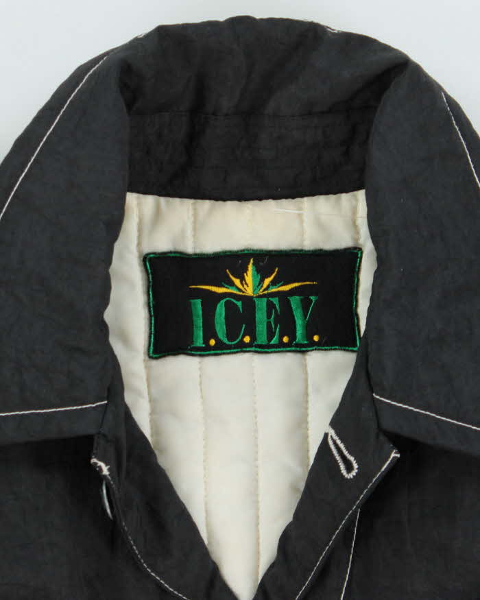 Vintage 1980s I.C.E.Y Constrat Stitch Quilt Lined Shell Bomber Jacket - M