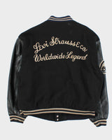 Vintage 1990s Levi's Chain Stitch Wool Leather Oversized Varsity Bomber Jacket - M