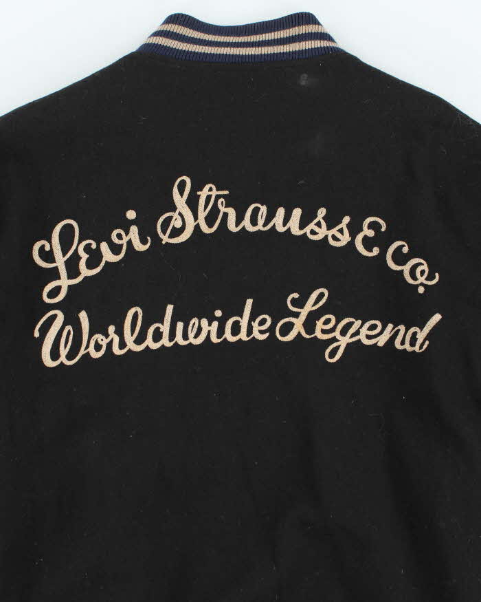 Vintage 1990s Levi's Chain Stitch Wool Leather Oversized Varsity Bomber Jacket - M