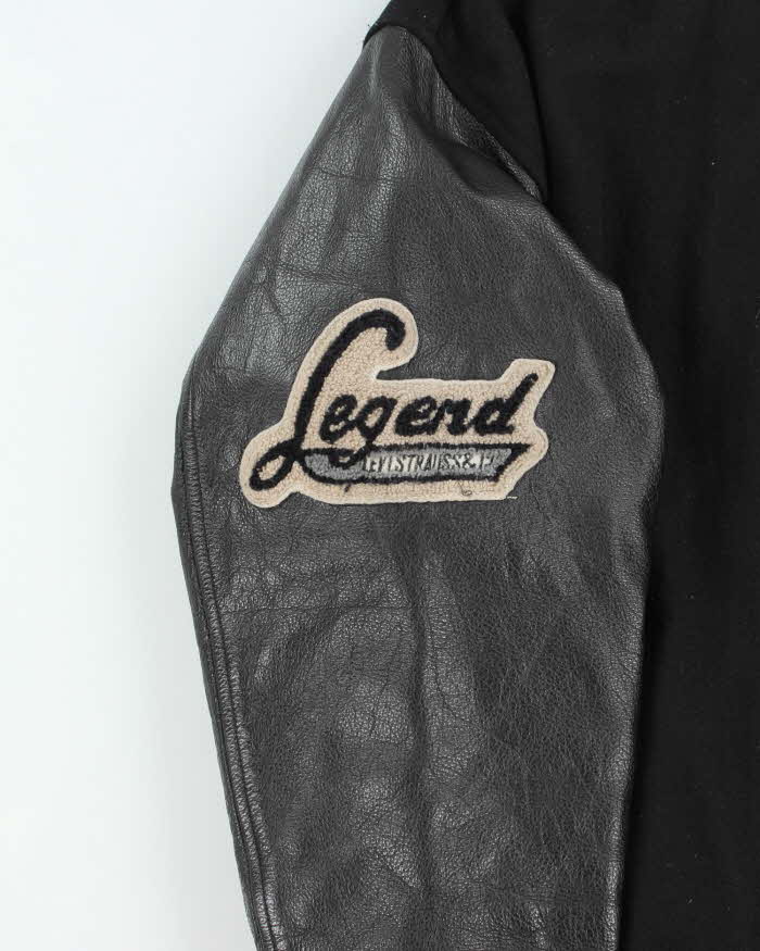 Vintage 1990s Levi's Chain Stitch Wool Leather Oversized Varsity Bomber Jacket - M