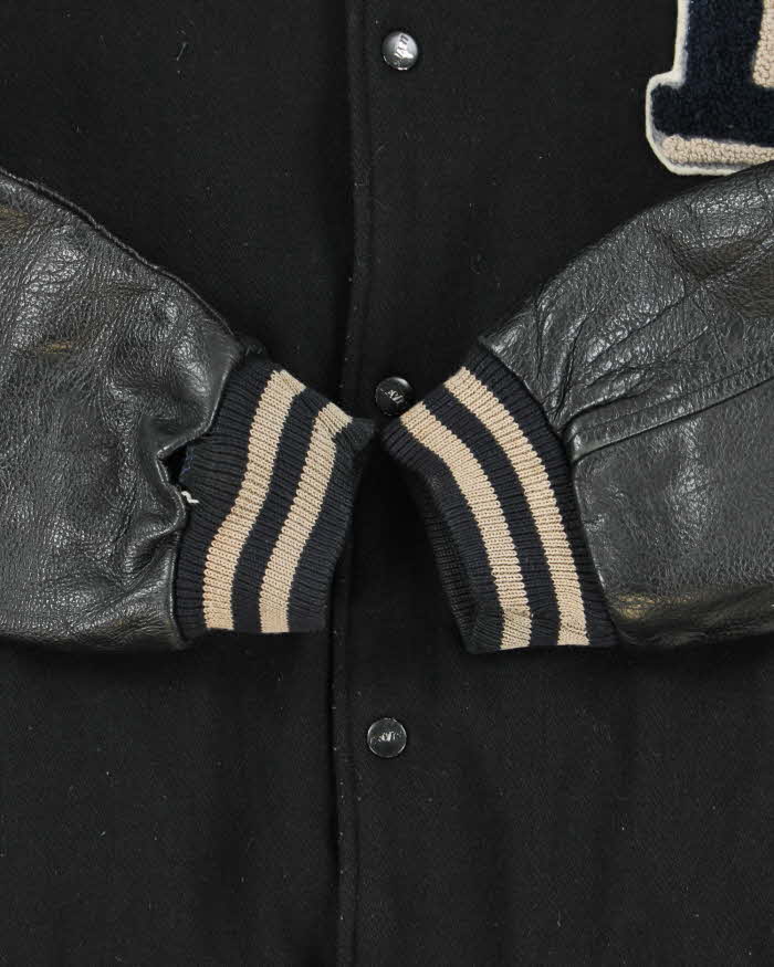 Vintage 1990s Levi's Chain Stitch Wool Leather Oversized Varsity Bomber Jacket - M