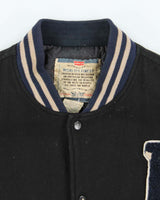 Vintage 1990s Levi's Chain Stitch Wool Leather Oversized Varsity Bomber Jacket - M
