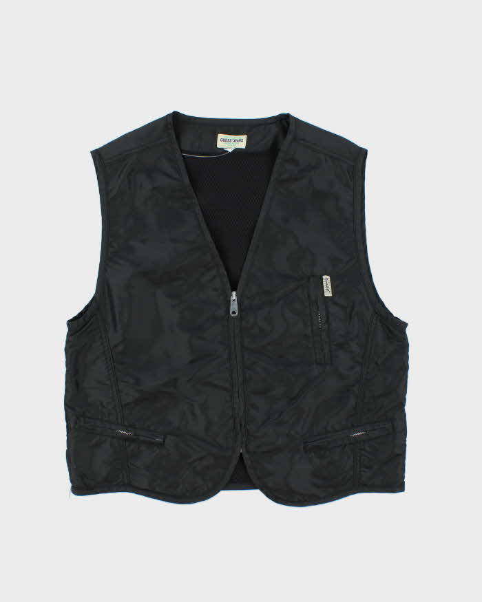 Vintage 1990s Guess Jeans Oversized Satin Utility Vest - S