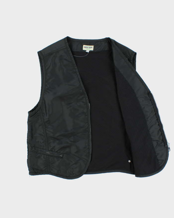 Vintage 1990s Guess Jeans Oversized Satin Utility Vest - S