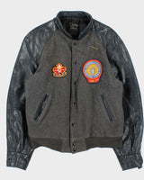 Vintage 1980s Ocean West Quilt Lined Wool Leather Varsity Bomber Jacket - L