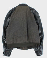 Vintage 1980s Ocean West Quilt Lined Wool Leather Varsity Bomber Jacket - L