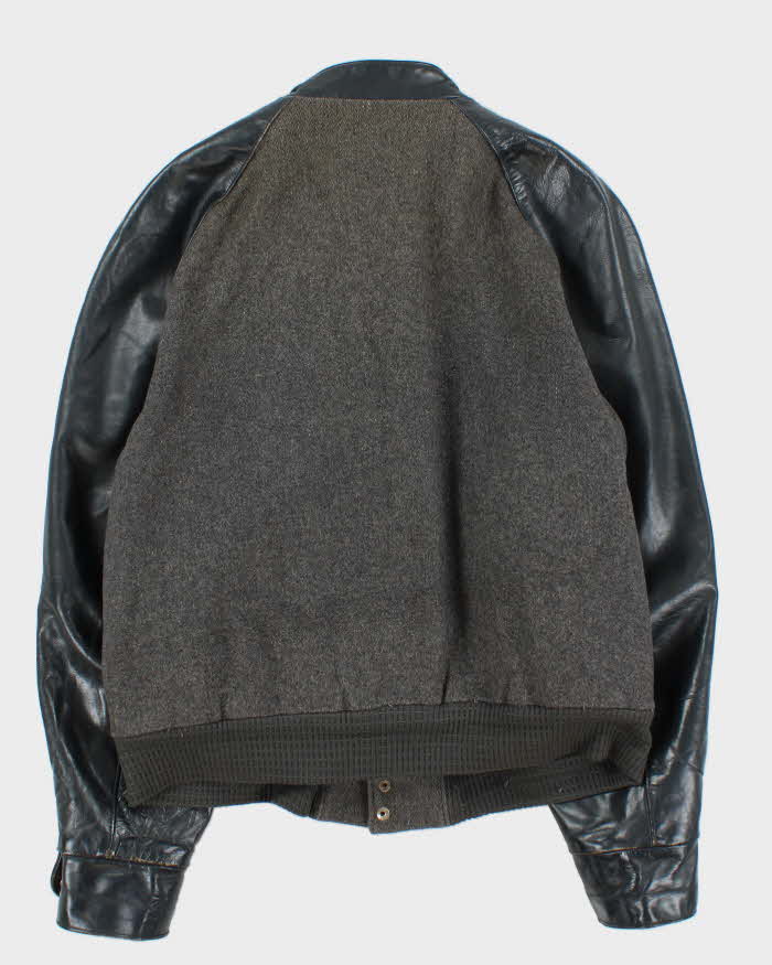 Vintage 1980s Ocean West Quilt Lined Wool Leather Varsity Bomber Jacket - L