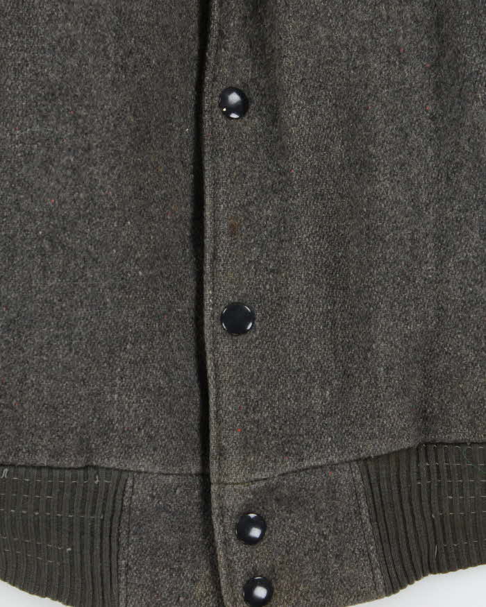 Vintage 1980s Ocean West Quilt Lined Wool Leather Varsity Bomber Jacket - L