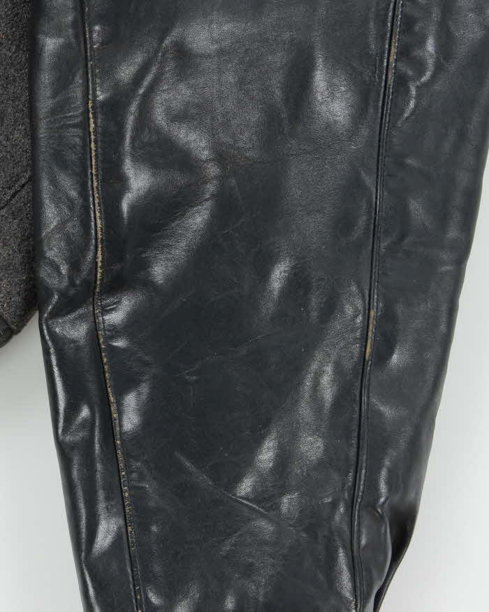 Vintage 1980s Ocean West Quilt Lined Wool Leather Varsity Bomber Jacket - L