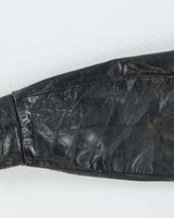 Vintage 1980s Ocean West Quilt Lined Wool Leather Varsity Bomber Jacket - L