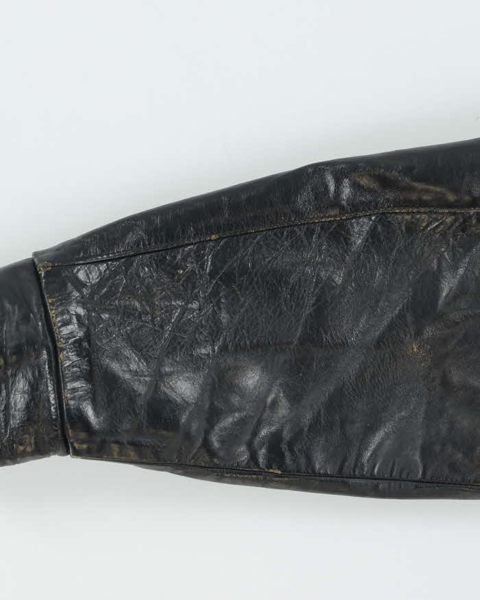 Vintage 1980s Ocean West Quilt Lined Wool Leather Varsity Bomber Jacket - L