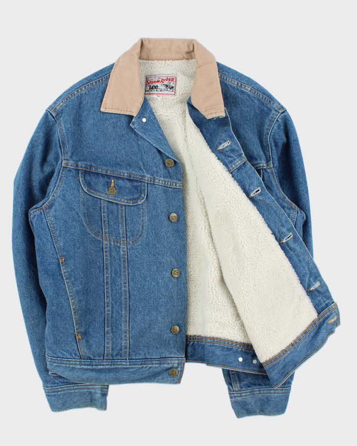 Vintage 1980s Lee Storm Rider Sherpa Lined Denim Trucker Jacket - XL