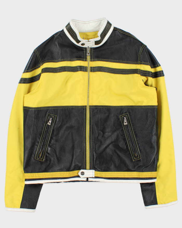 Vintage Y2K 00s Wilsons M.Julian Leather Two-Tone Cafe Racer Biker Jacket - L
