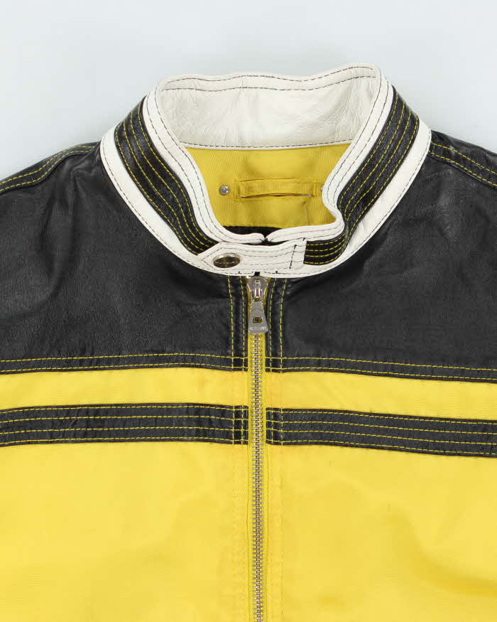 Vintage Y2K 00s Wilsons M.Julian Leather Two-Tone Cafe Racer Biker Jacket - L