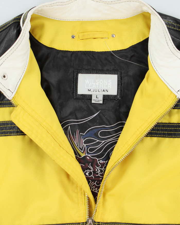 Vintage Y2K 00s Wilsons M.Julian Leather Two-Tone Cafe Racer Biker Jacket - L