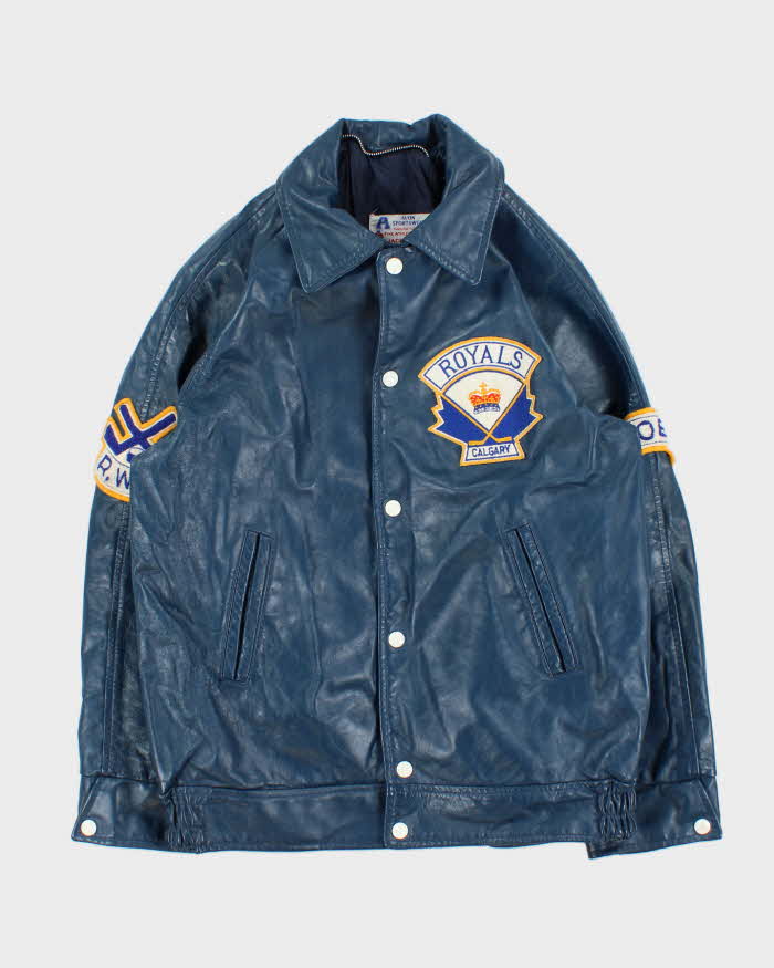 Vintage 1970s Avon Sportswear Royals Calgary Leather Varsity Jacket - S