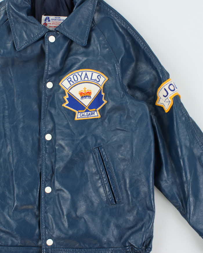 Vintage 1970s Avon Sportswear Royals Calgary Leather Varsity Jacket - S
