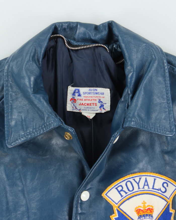 Vintage 1970s Avon Sportswear Royals Calgary Leather Varsity Jacket - S