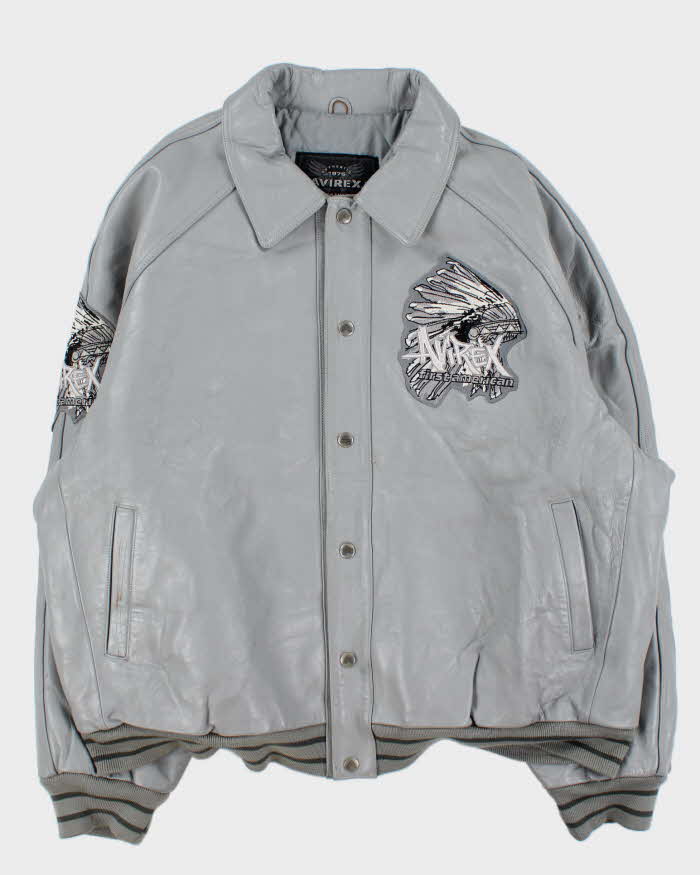 Vintage 1990s Avirex First American Classic 75 Quilt Lined Leather Varsity Jacket - 5XL