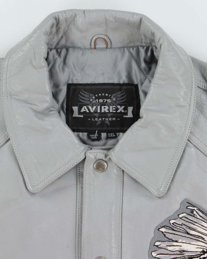 Vintage 1990s Avirex First American Classic 75 Quilt Lined Leather Varsity Jacket - 5XL