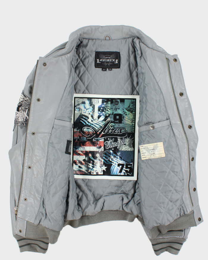 Vintage 1990s Avirex First American Classic 75 Quilt Lined Leather Varsity Jacket - 5XL