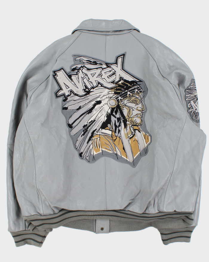 Vintage 1990s Avirex First American Classic 75 Quilt Lined Leather Varsity Jacket - 5XL