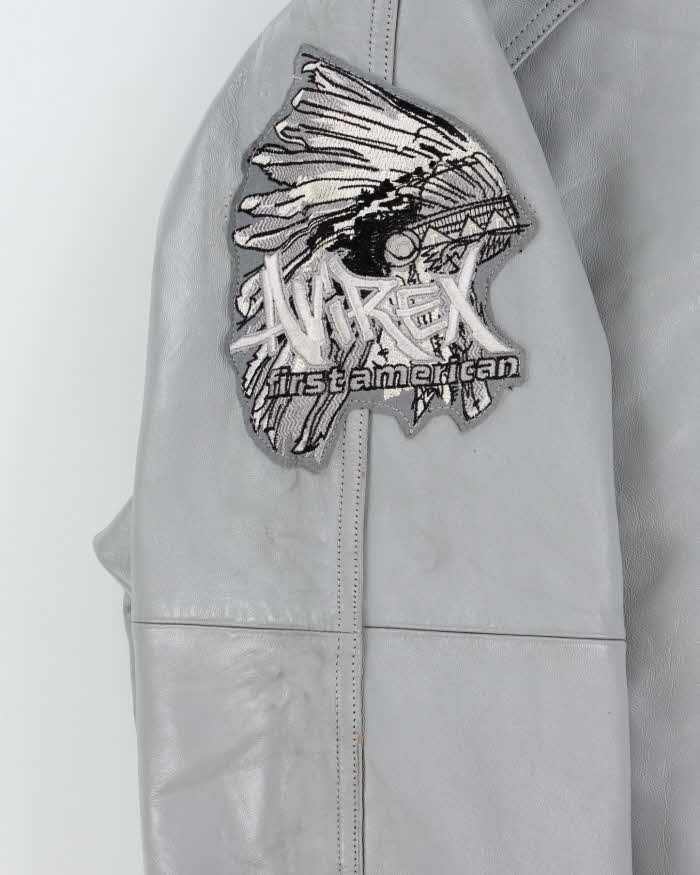 Vintage 1990s Avirex First American Classic 75 Quilt Lined Leather Varsity Jacket - 5XL