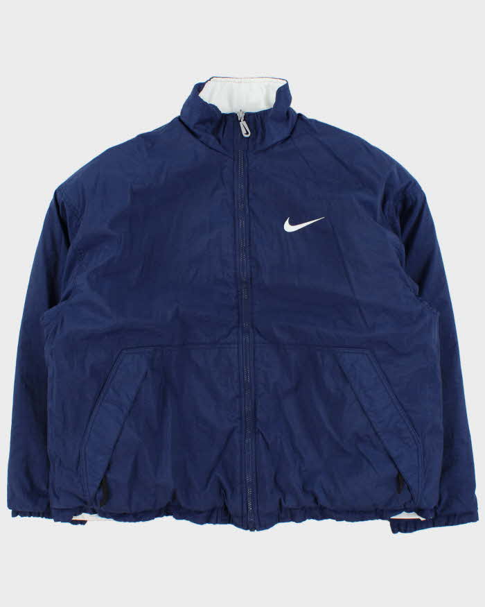 Vintage 1990s Nike Reversible Shell Big Swoosh Puffer Jacket - M