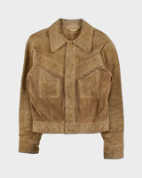 Vintage 1970s Zig Zag Tan Suede Western Jacket - S