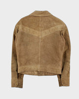 Vintage 1970s Zig Zag Tan Suede Western Jacket - S
