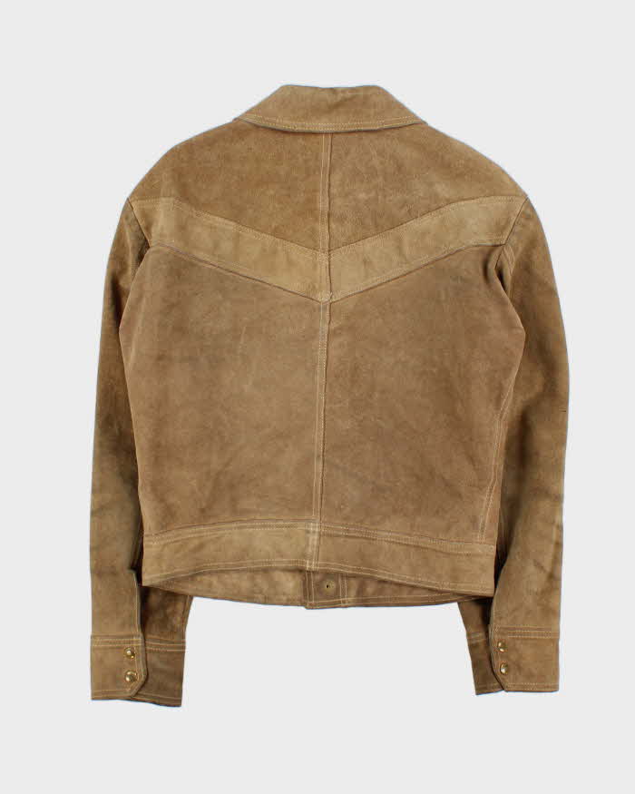 Vintage 1970s Zig Zag Tan Suede Western Jacket - S