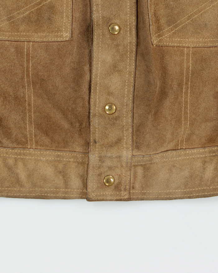 Vintage 1970s Zig Zag Tan Suede Western Jacket - S