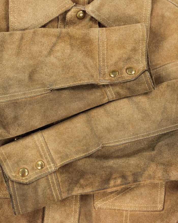 Vintage 1970s Zig Zag Tan Suede Western Jacket - S