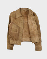 Vintage 1970s Zig Zag Tan Suede Western Jacket - S