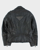 Vintage 1990s Bermans Studded Double Zip Heavyweight Classic Biker Jacket - L
