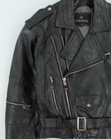 Vintage 1990s Bermans Studded Double Zip Heavyweight Classic Biker Jacket - L