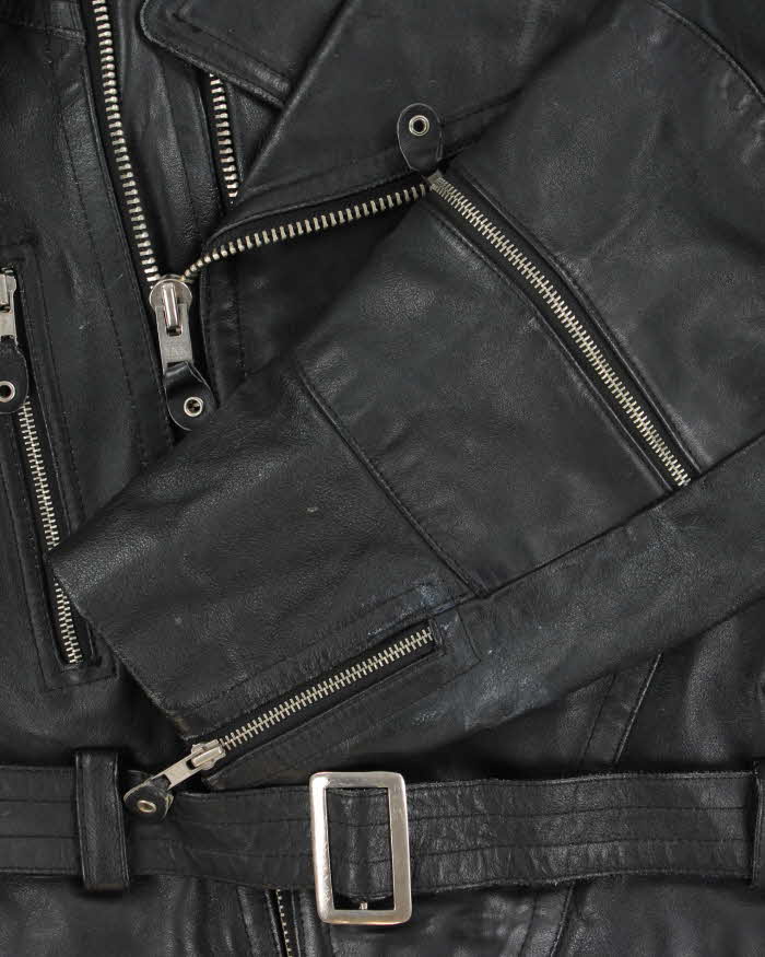 Vintage 1990s Bermans Studded Double Zip Heavyweight Classic Biker Jacket - L
