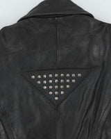 Vintage 1990s Bermans Studded Double Zip Heavyweight Classic Biker Jacket - L