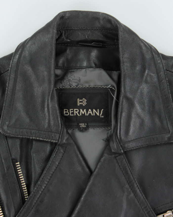 Vintage 1990s Bermans Studded Double Zip Heavyweight Classic Biker Jacket - L