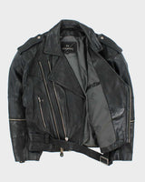 Vintage 1990s Bermans Studded Double Zip Heavyweight Classic Biker Jacket - L