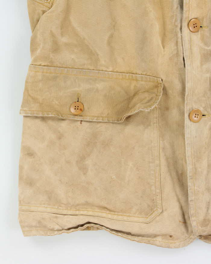 Vintage 1950s Canada Goose Brand Woods Ottawa Tan Canvas Field Hunting Jacket - L