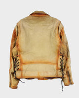 Vintage 1980s The Leather Ranch Distressed Rust Style Laced Classic Biker Jacket - XL