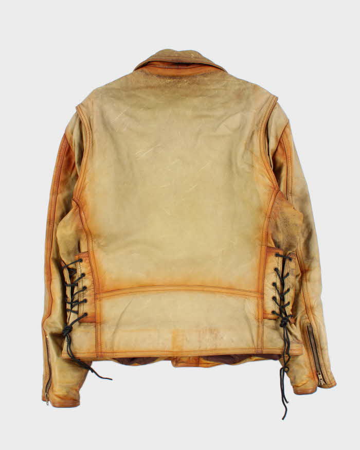 Vintage 1980s The Leather Ranch Distressed Rust Style Laced Classic Biker Jacket - XL